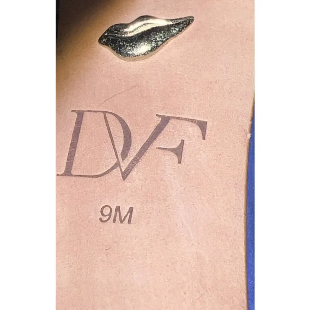 DVF Diane Von Furtensberg Womens Heels Sandal Strappy Suede Blue Silver Size 9